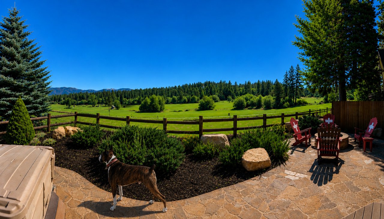 Kona supervising the squirrels trying to get the birdfeeder