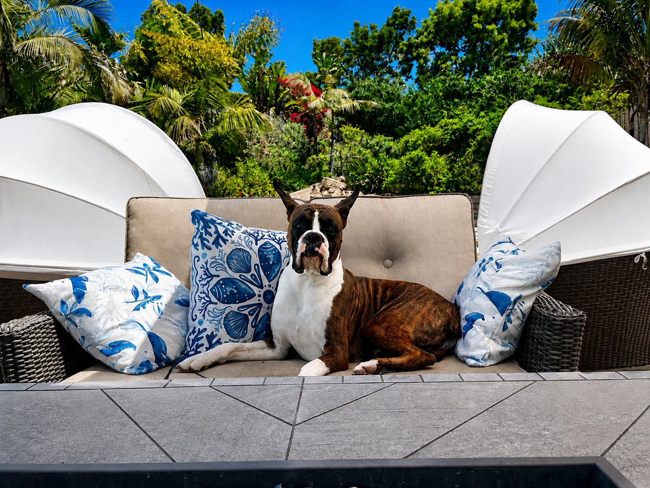 Kona supervising while I take some Zoom calls outside